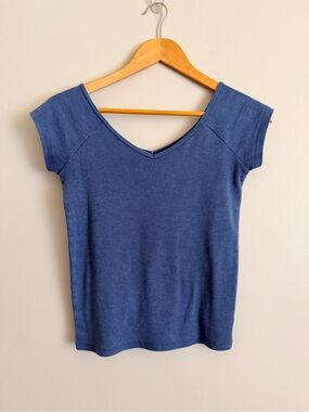 America Eagle Blue Ribbed Women's Top